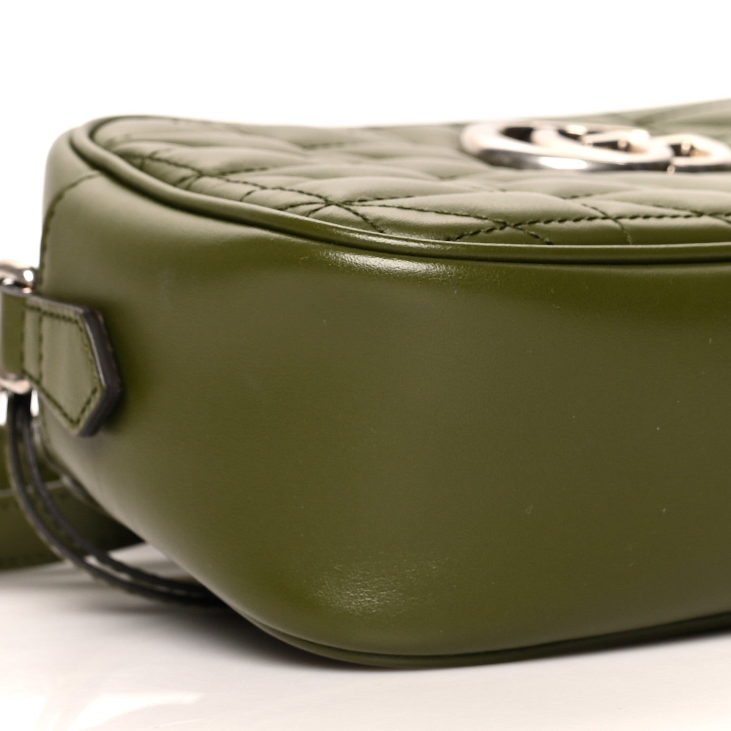 Gucci Calfskin Matelasse Aria Small GG Marmont Chain Shoulder Bag Military Wood 10 of 12
