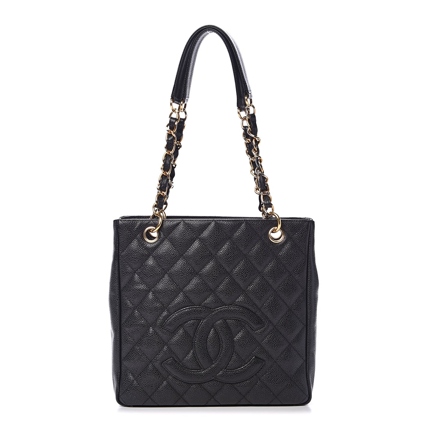 Caviar Quilted Petit Shopping Tote PST Black