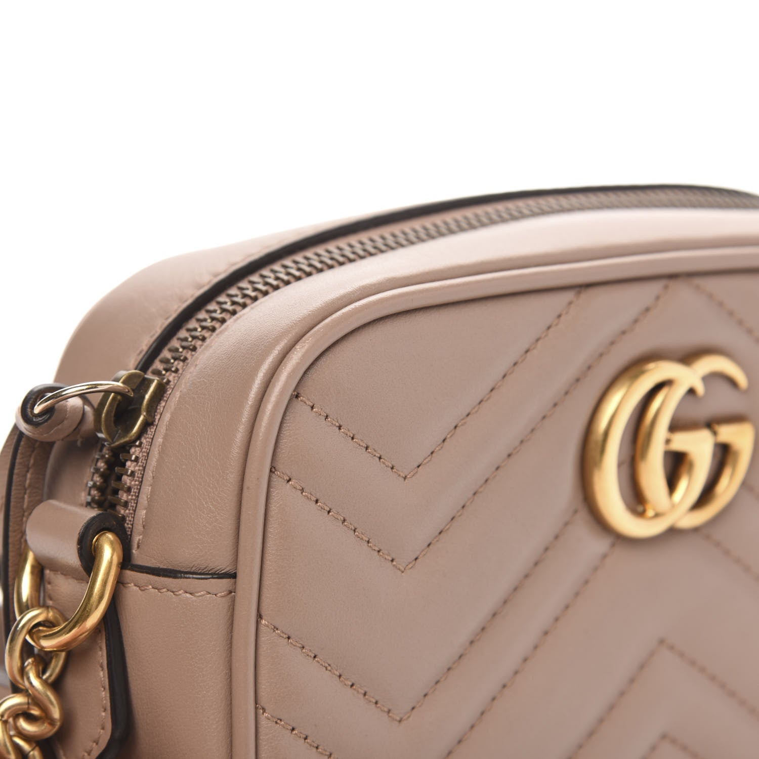 Gucci Calfskin Matelasse Mini GG Marmont Chain Shoulder Bag Porcelain Rose 11 of 12