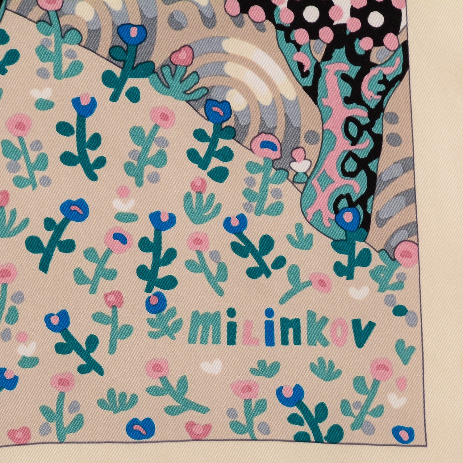 Hermes Silk Les Ailes Pleines de Joie Scarf 70 Creme Vert Gris 3 of 6
