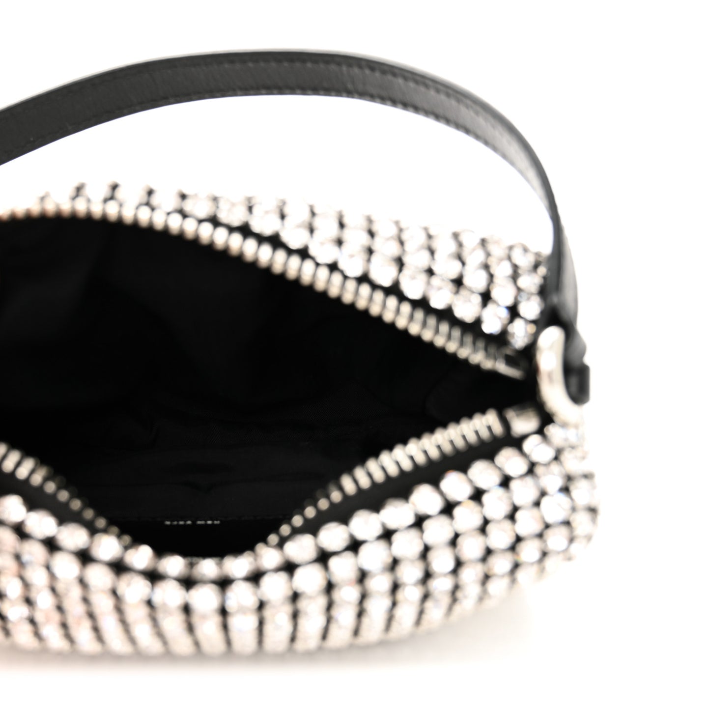 Mesh Crystal Rhinestone Mini Heiress Pouch Black Silver