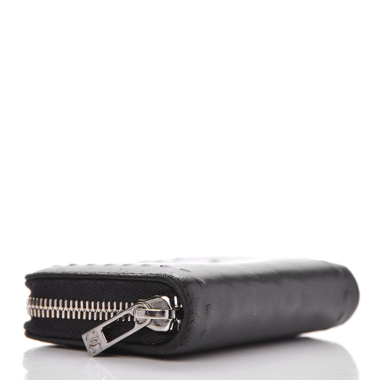 Lambskin Embossed CC Zip Around Coin Purse Wallet Black