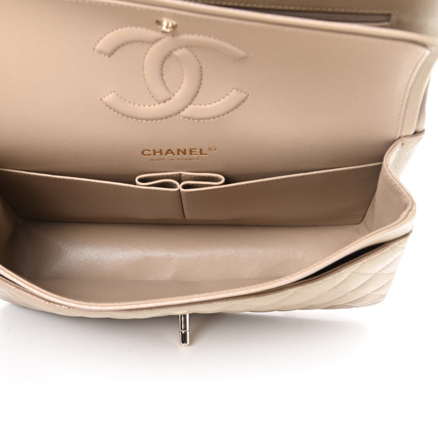 Chanel Iridescent Caviar Quilted Medium Double Flap Dark Beige 5 of 11