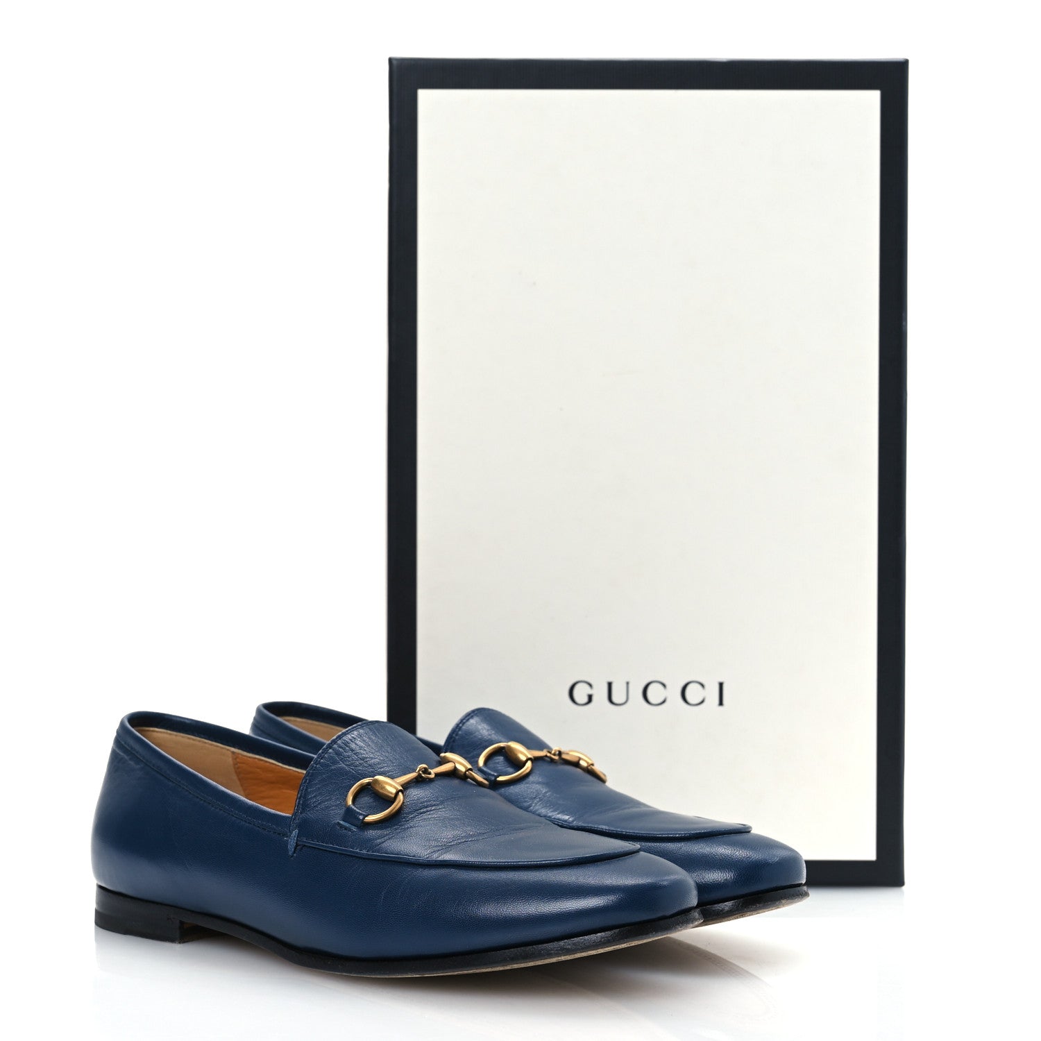 Gucci Calfskin Womens Jordaan Loafers 37 Blue Agata 14 of 14