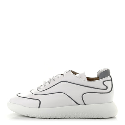 Hermes Calfskin Reflective Volte Sneakers 37.5 White Gris 1 of 8