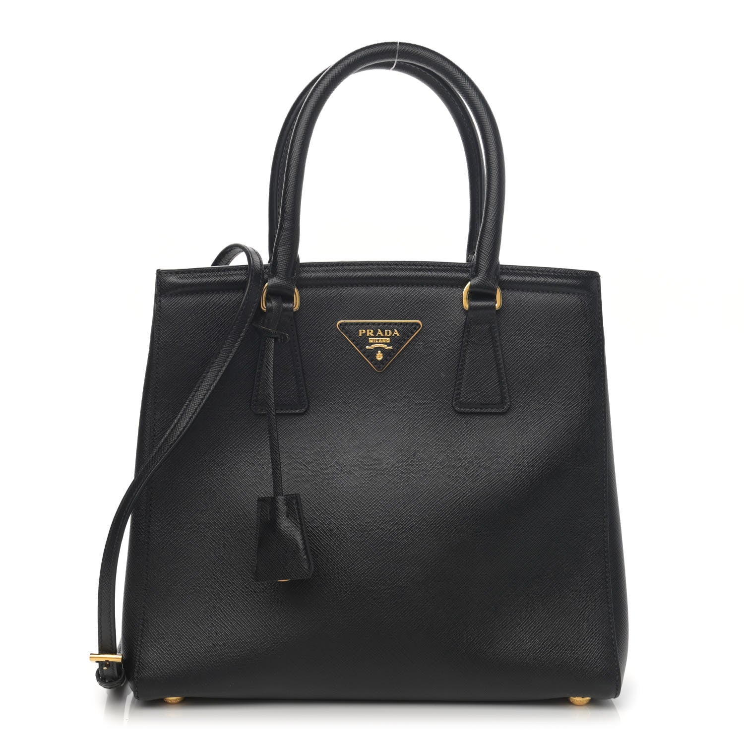 Prada Saffiano Lux Small Parabole Tote Black 1 of 12
