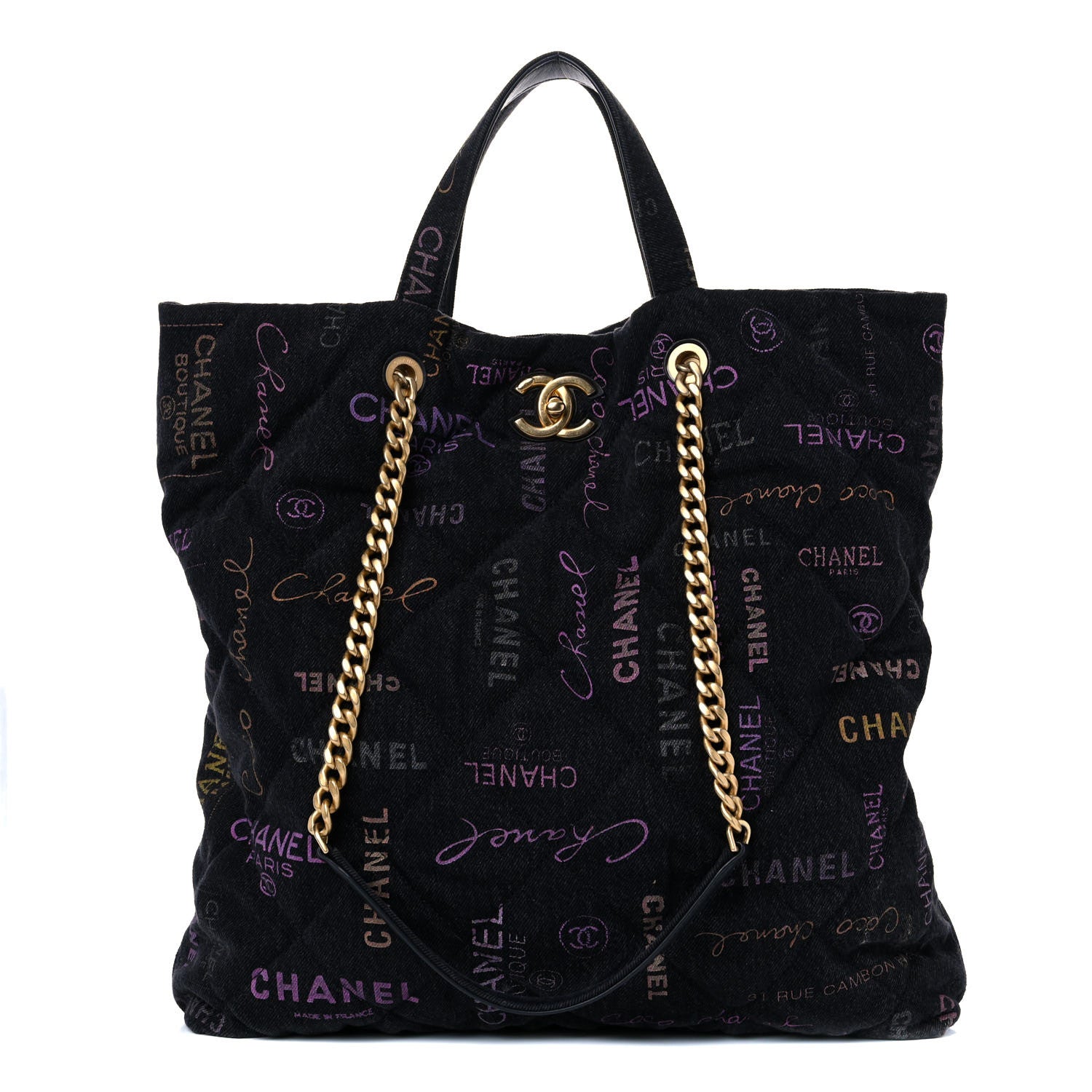 Chanel Denim Quilted Denim Mood Maxi Shopping Bag Black Multicolor 1 of 10