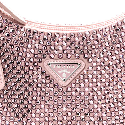 Prada Satin Crystal Mini Re-Edition 2000 Bag Alabastro 7 of 9