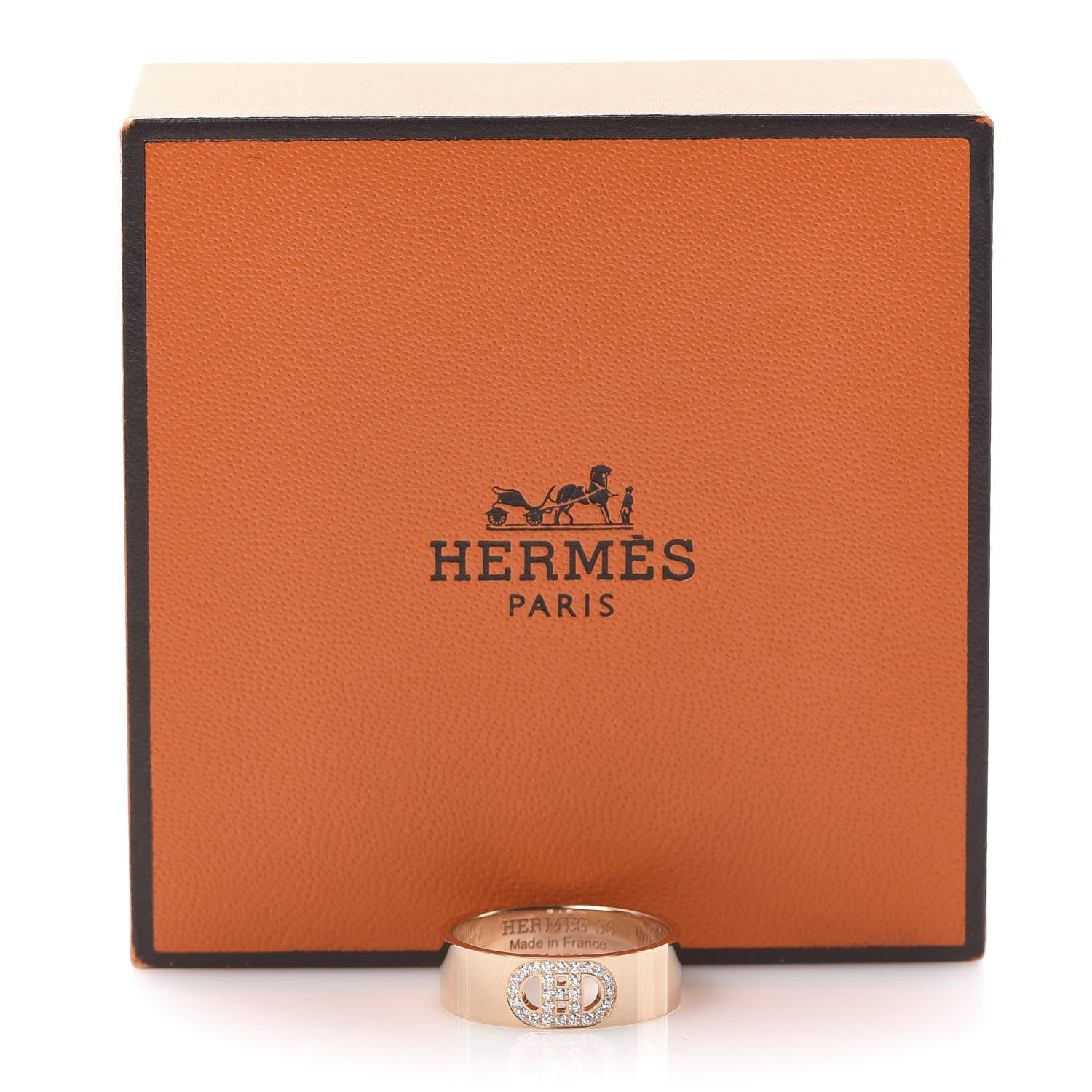 Hermes 18K Rose Gold Diamond PM H D'Ancre Ring 50 5.25 5 of 5