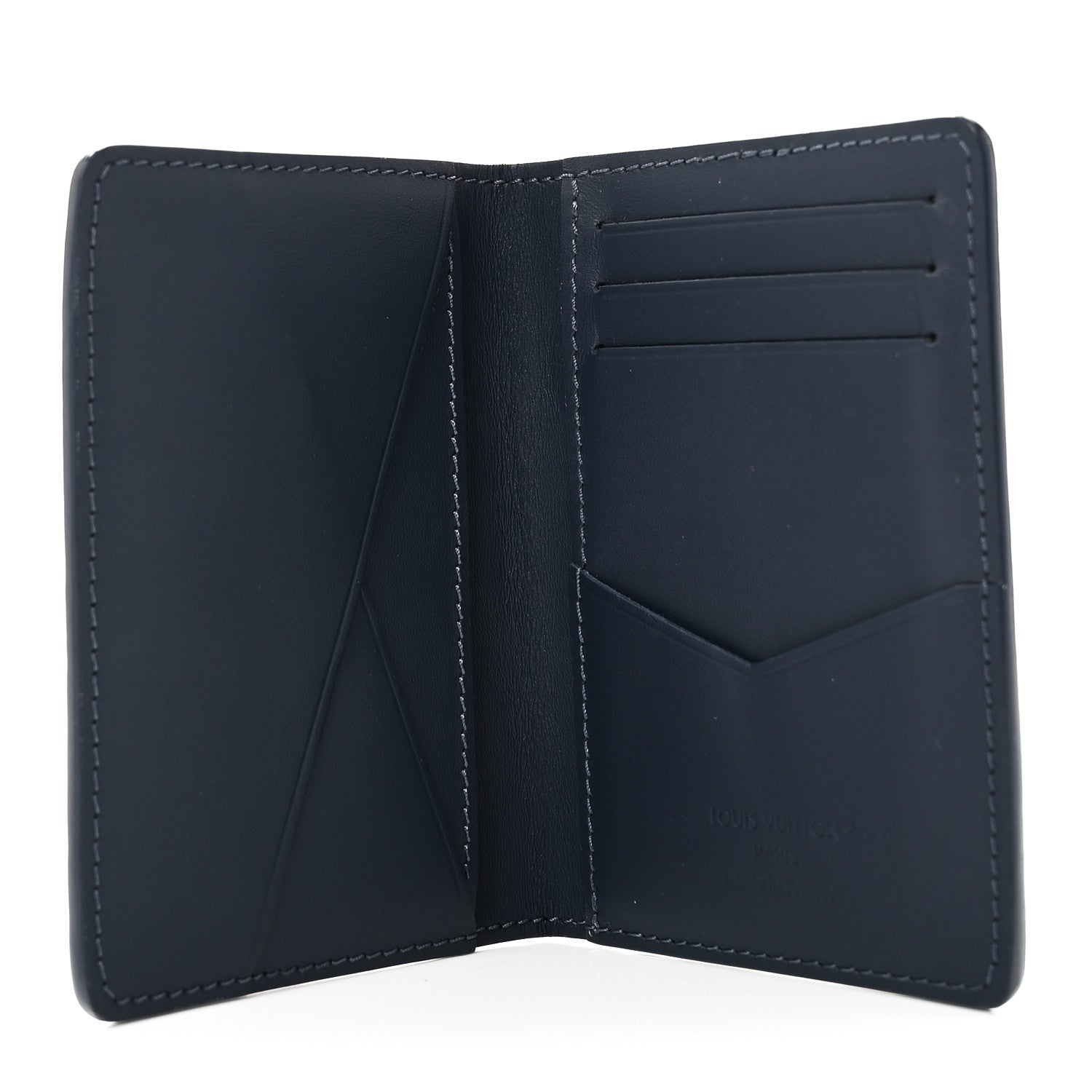 Louis Vuitton Calfskin Monogram Shadow Pocket Organizer Navy Blue White 5 of 7