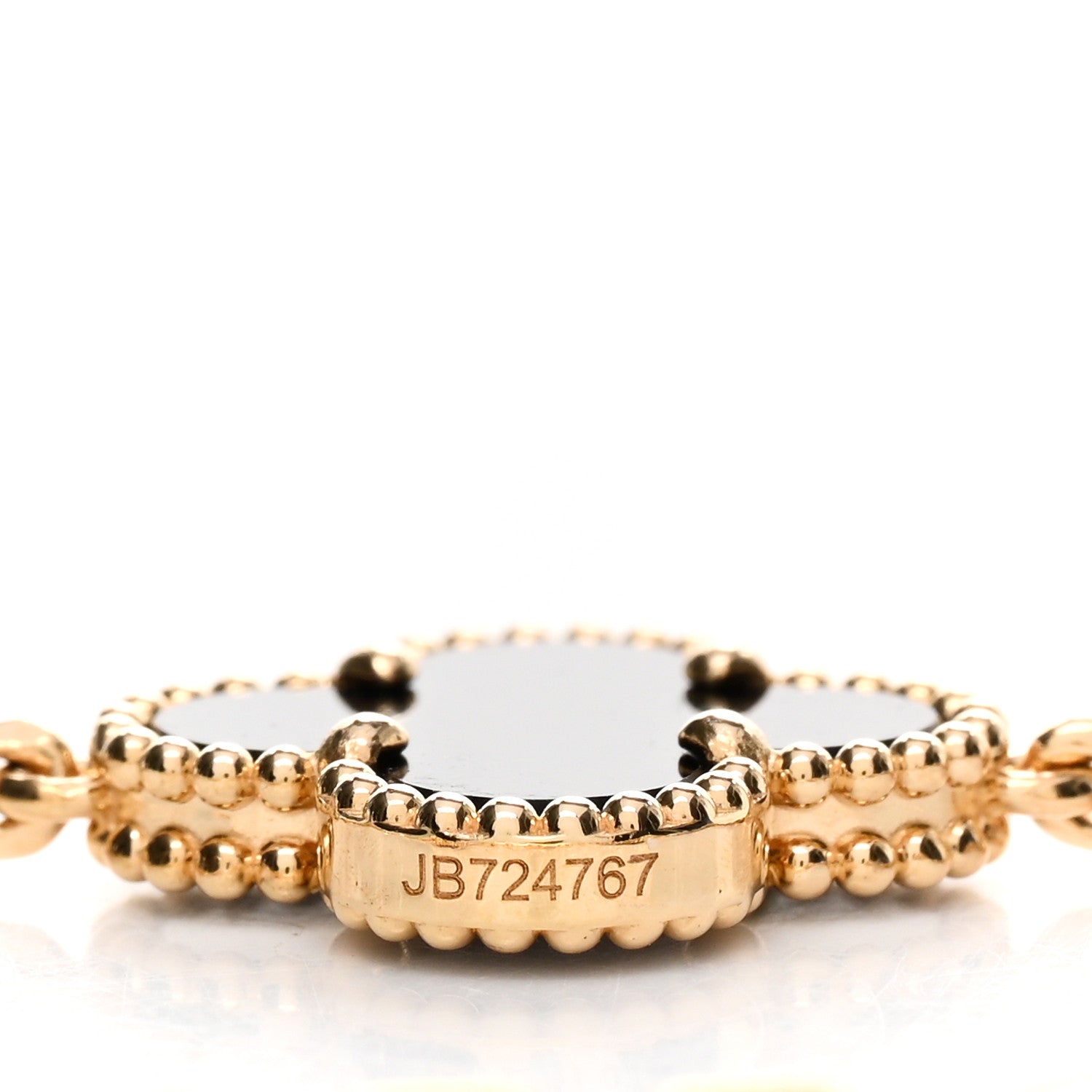 Van Cleef & Arpels 18K Yellow Gold Black Onyx 5 Motifs Vintage Alhambra Bracelet 3 of 5