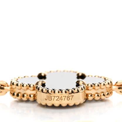 Van Cleef & Arpels 18K Yellow Gold Black Onyx 5 Motifs Vintage Alhambra Bracelet 3 of 5