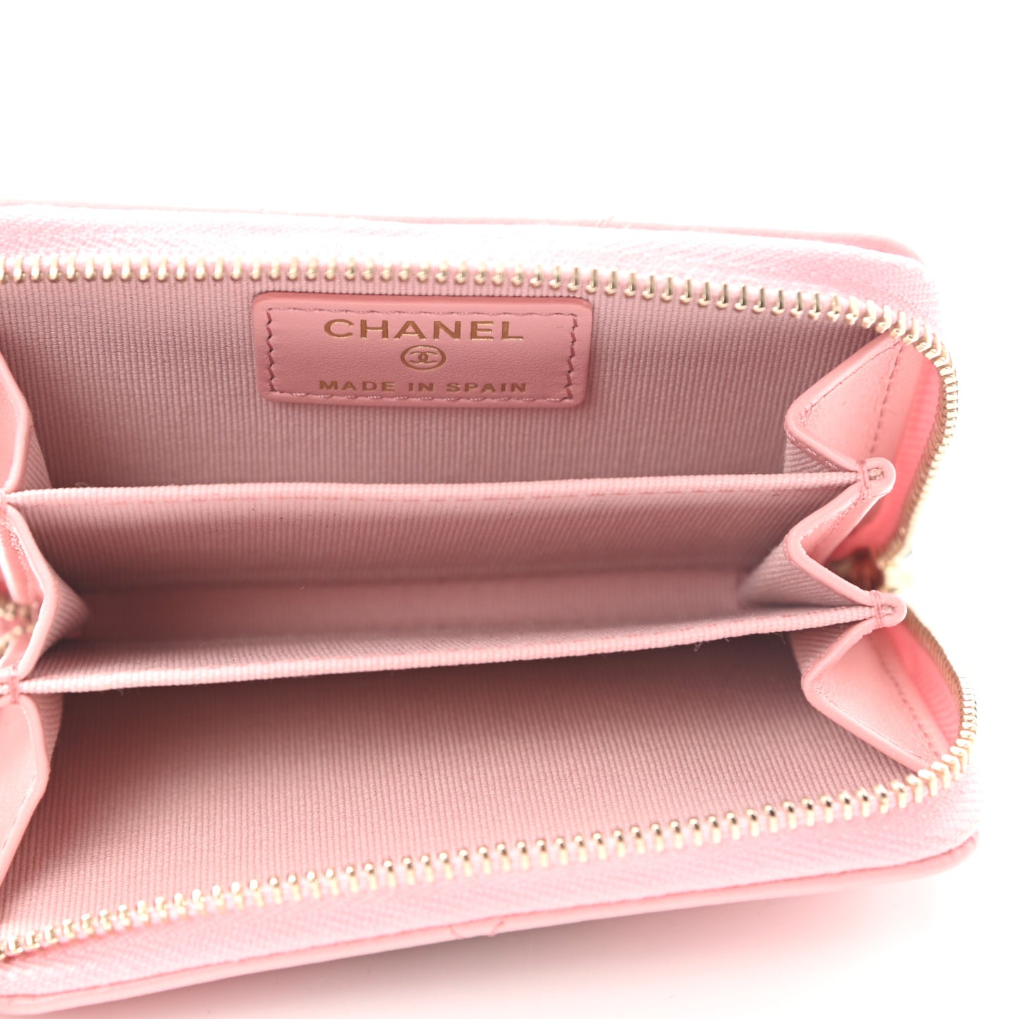 Lambskin Quilted Chanel 19 Zip Around Coin Purse Wallet Light Pink
