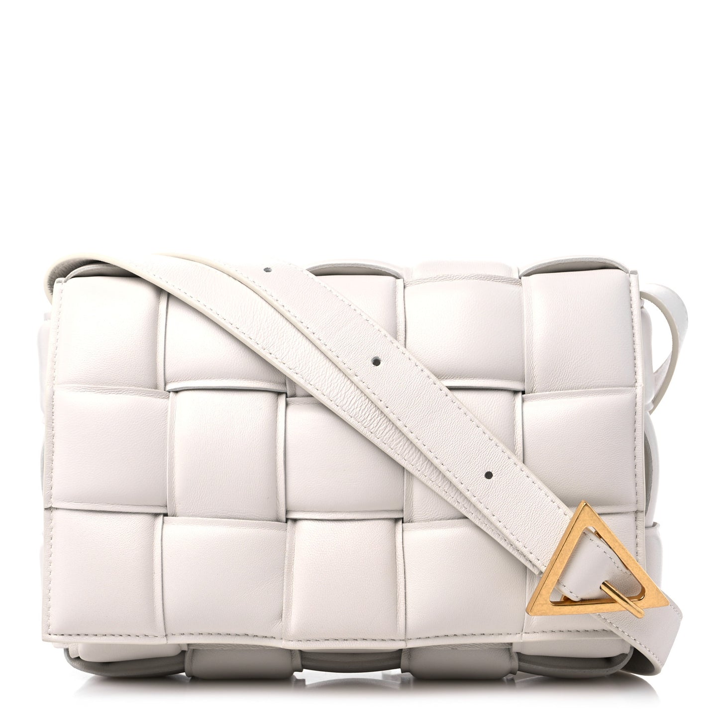 Nappa Maxi Intreccio Padded Cassette Crossbody Bag Chalk