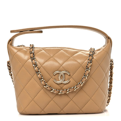 Chanel Caviar Quilted Hobo Dark Beige 1 of 11