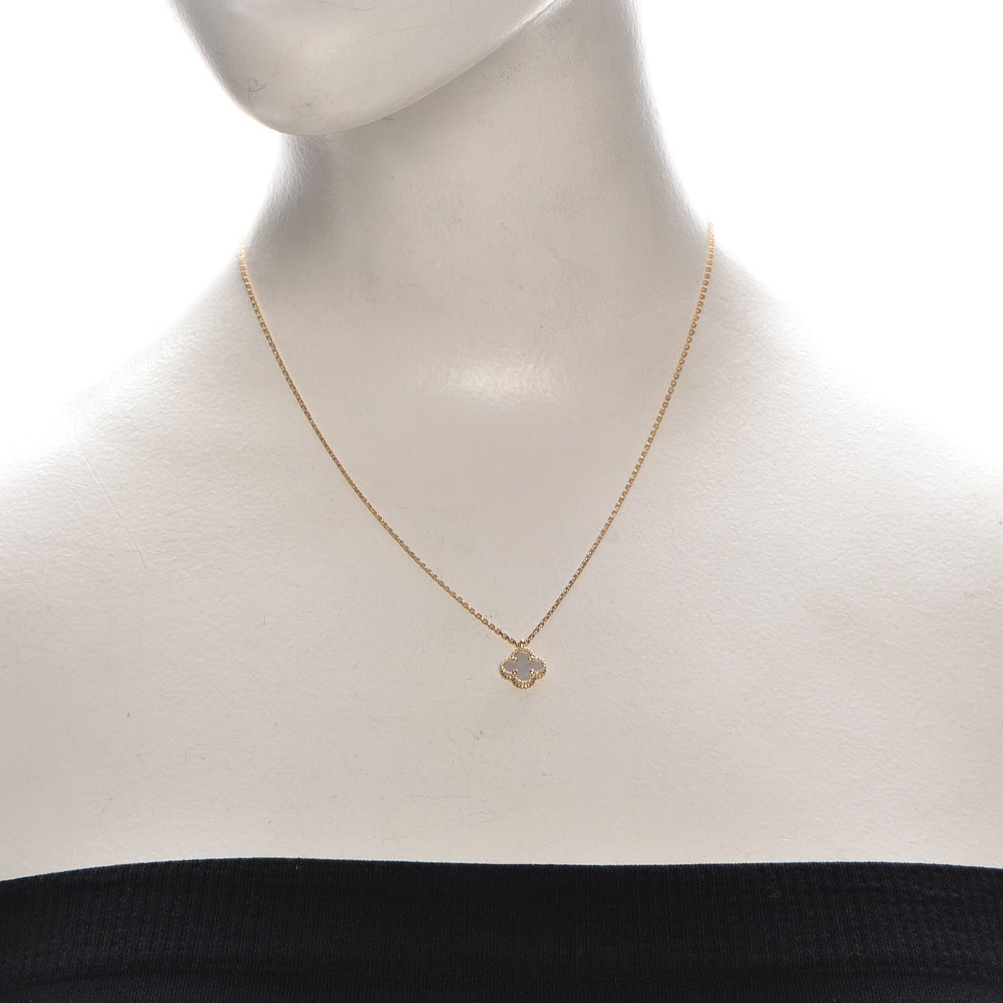 18K Yellow Gold Mother of Pearl Sweet Alhambra Pendant Necklace