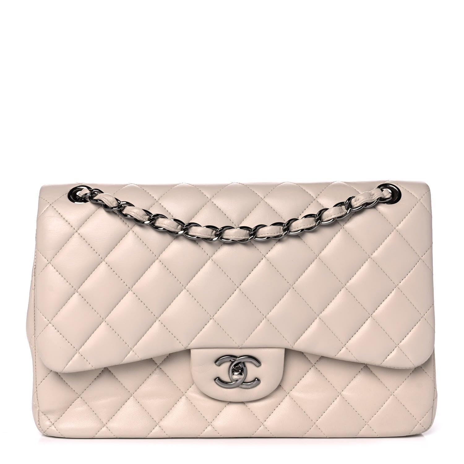 Chanel Lambskin Quilted Jumbo Double Flap Ivory 1 of 15