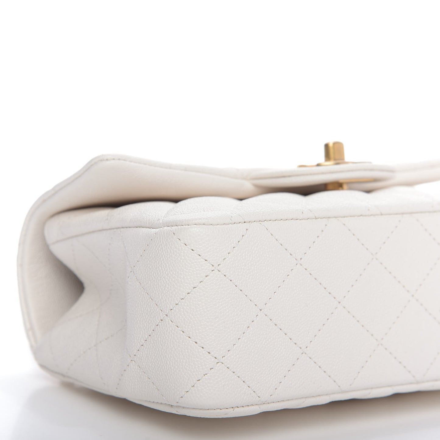 Caviar Quilted Mini Top Handle Rectangular Flap White
