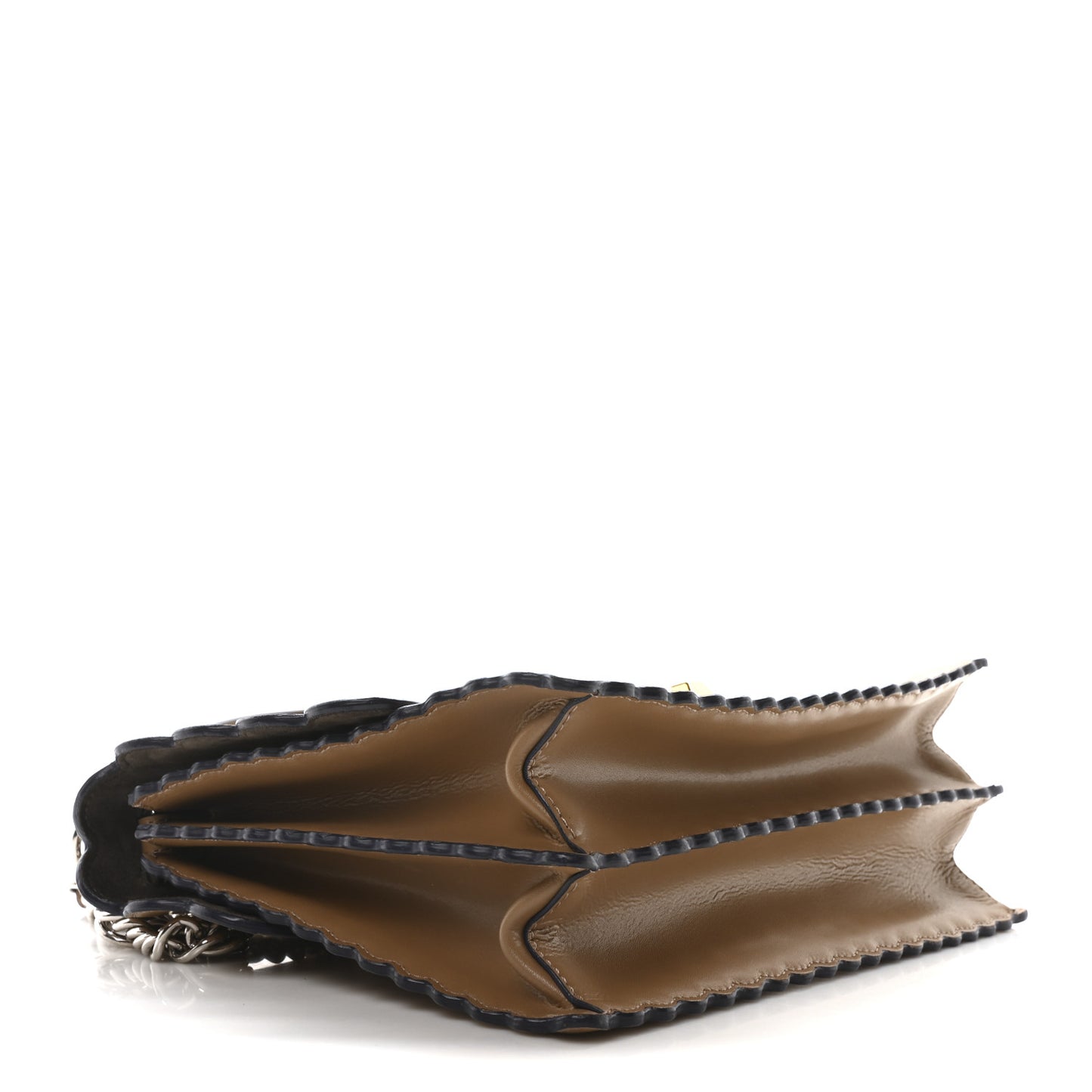 Vitello Liberty Scalloped Studded Kan I Shoulder Bag Sand