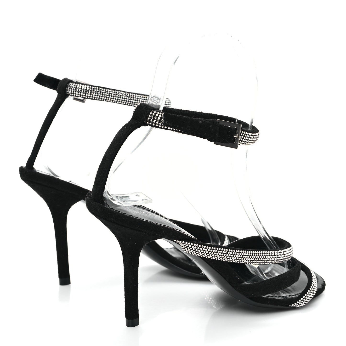 Suede Goat Rhinestone Appeal Sandals 36 Black