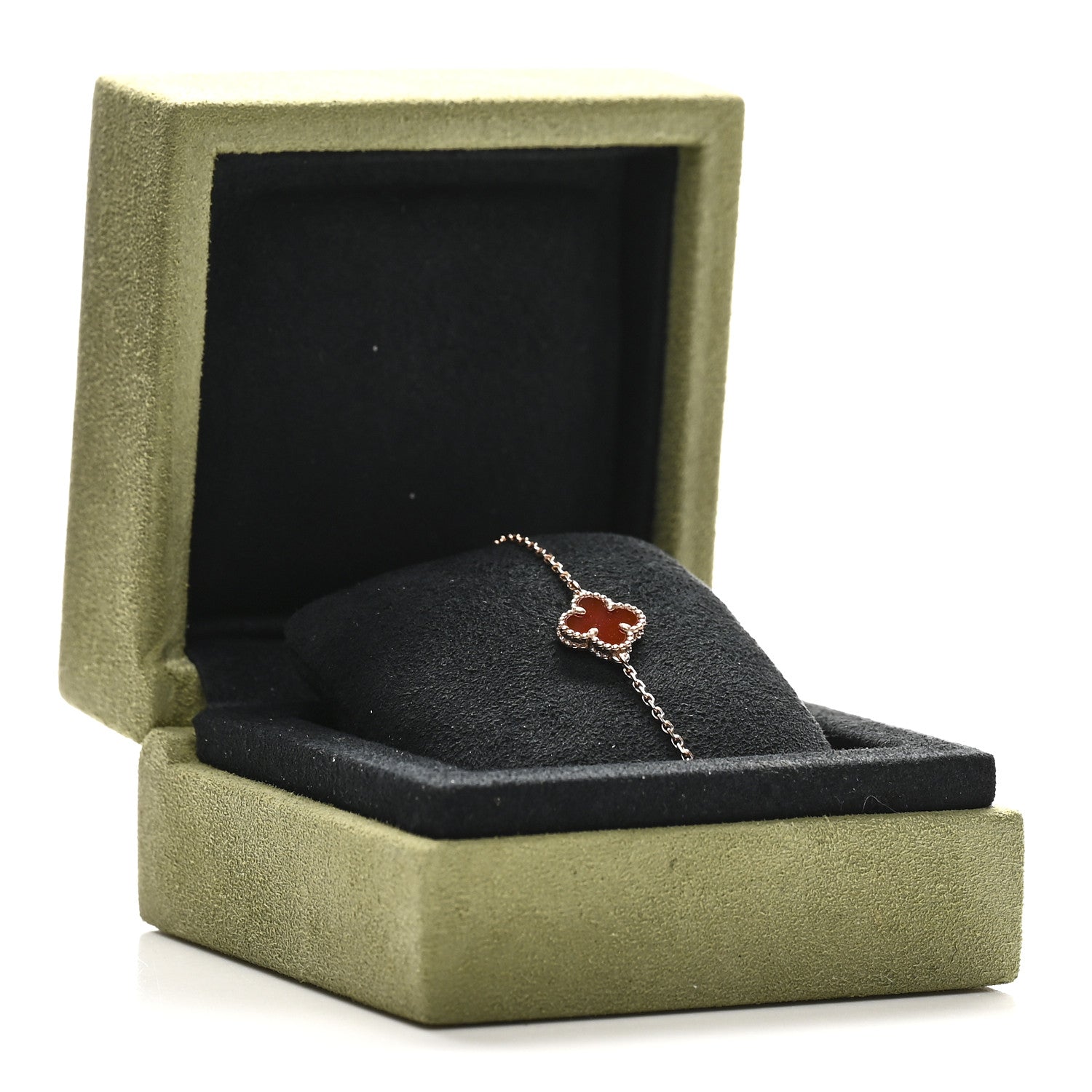 Van Cleef & Arpels 18K Rose Gold Carnelian Sweet Alhambra Bracelet 5 of 5