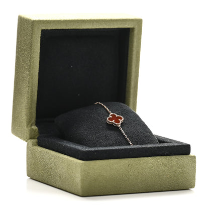 Van Cleef & Arpels 18K Rose Gold Carnelian Sweet Alhambra Bracelet 5 of 5