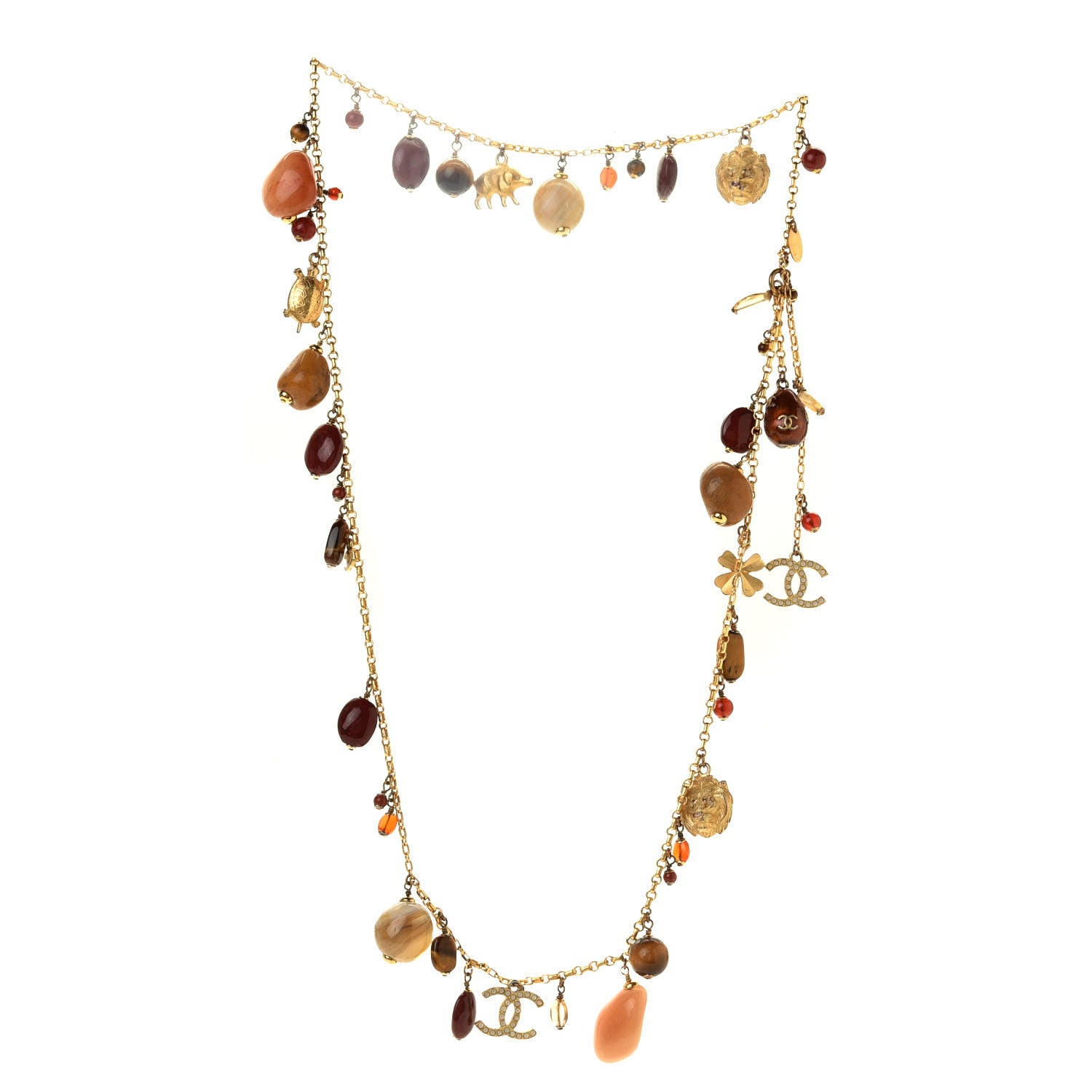 Chanel Resin Crystal CC Necklace Gold 2 of 4