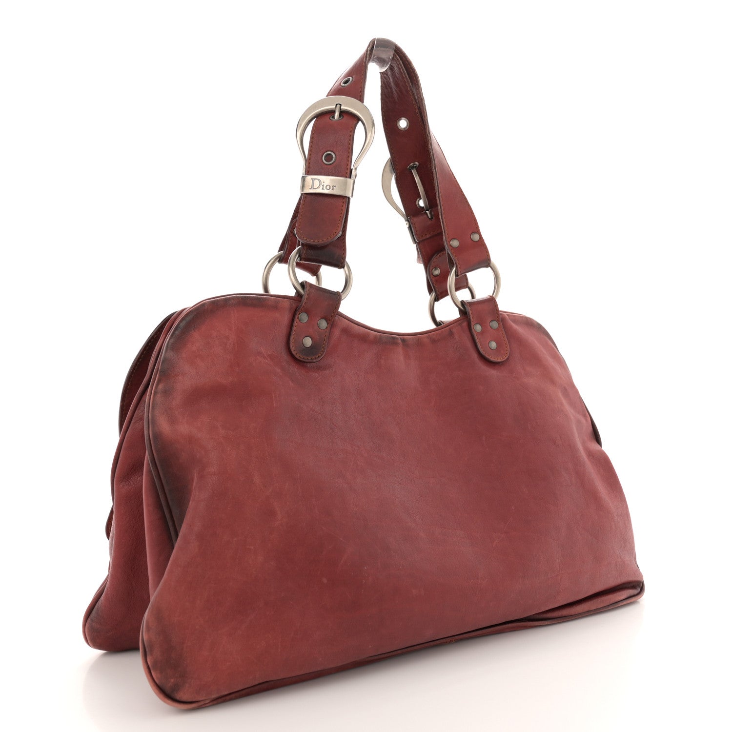 Christian Dior Calfskin Large Gaucho Double Saddle Bag Red 2 of 13