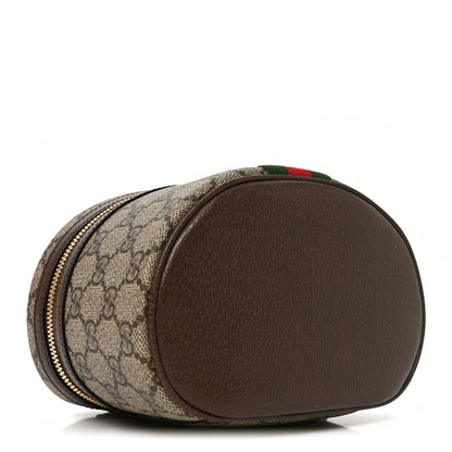 Gucci GG Supreme Monogram Textured Calfskin Web Ophidia Vanity Cosmetic Case Beige Ebony New Acero 4 of 9