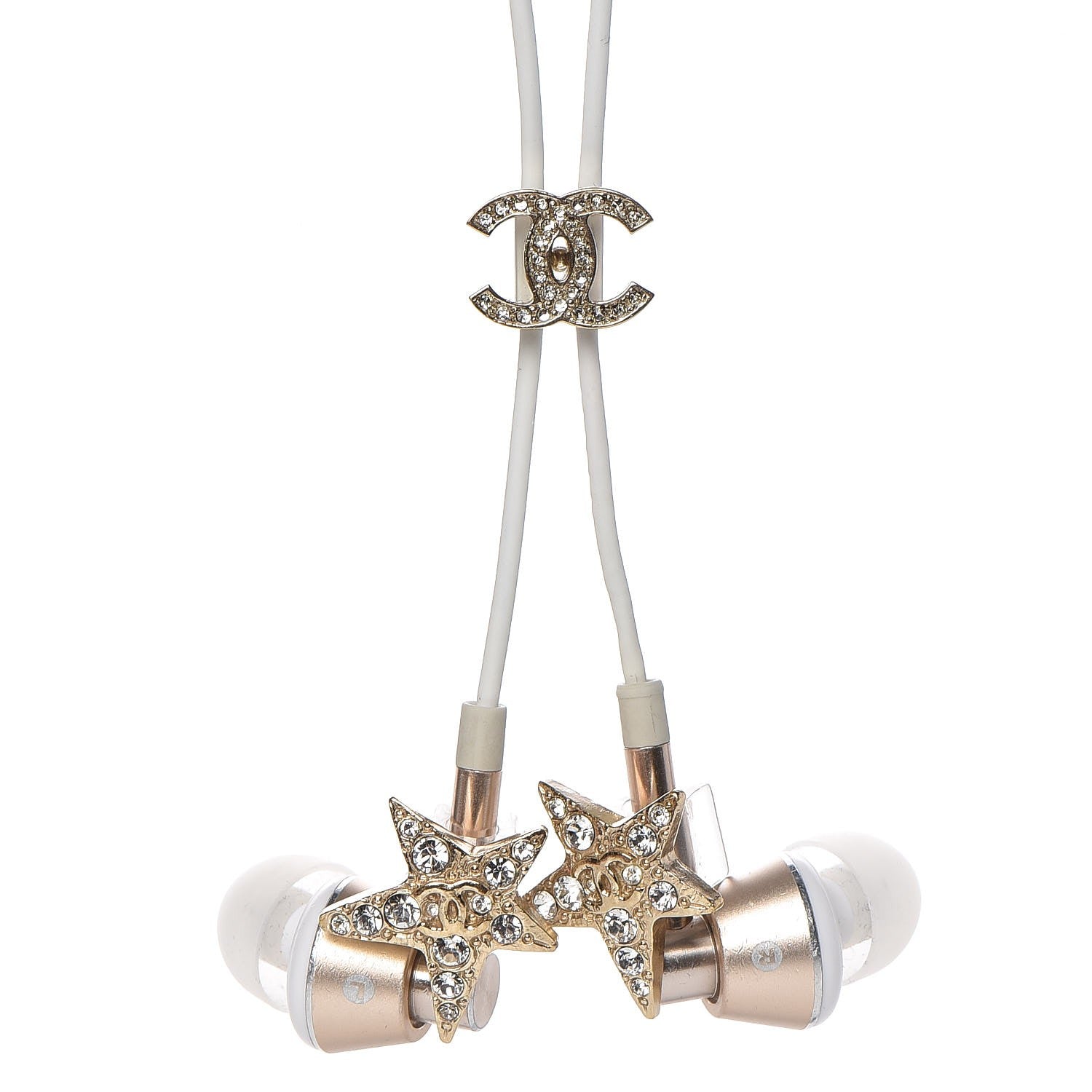 Chanel Swarovski Crystal CC Star Earphone Charms Gold 5 of 6