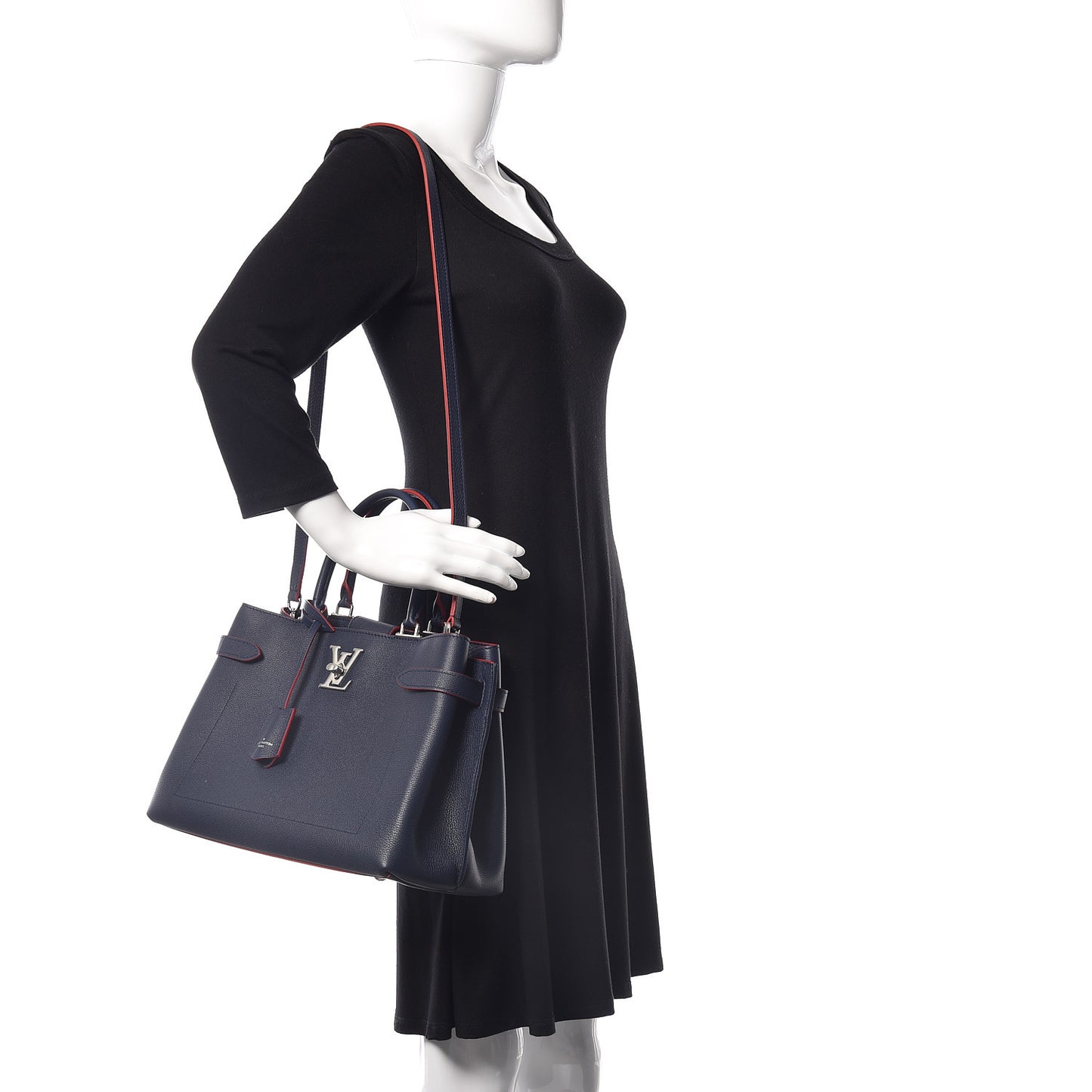 Calfskin Lockme Day Marine Rouge