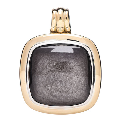 David Yurman Sterling Silver 18K Yellow Gold Obsidian 27mm Albion Enhancer Pendant 1 of 3