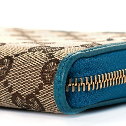 Gucci Monogram Dollar Calfskin Zip Around Wallet Beige Ebony Deep Cobalt 8 of 9