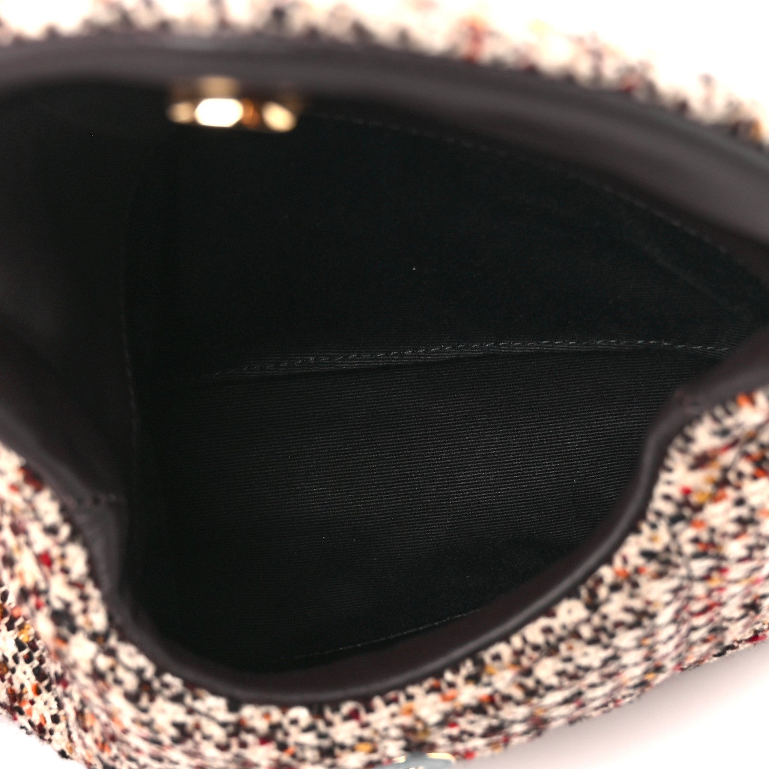 Saint Laurent Tweed Quilted Loulou Puffer Monogram Pouch Clutch Beige Umber Multicolor 6 of 15