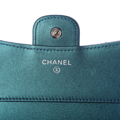 Chanel Iridescent Lambskin Quilted Small Compact Wallet Turquoise 6 of 9