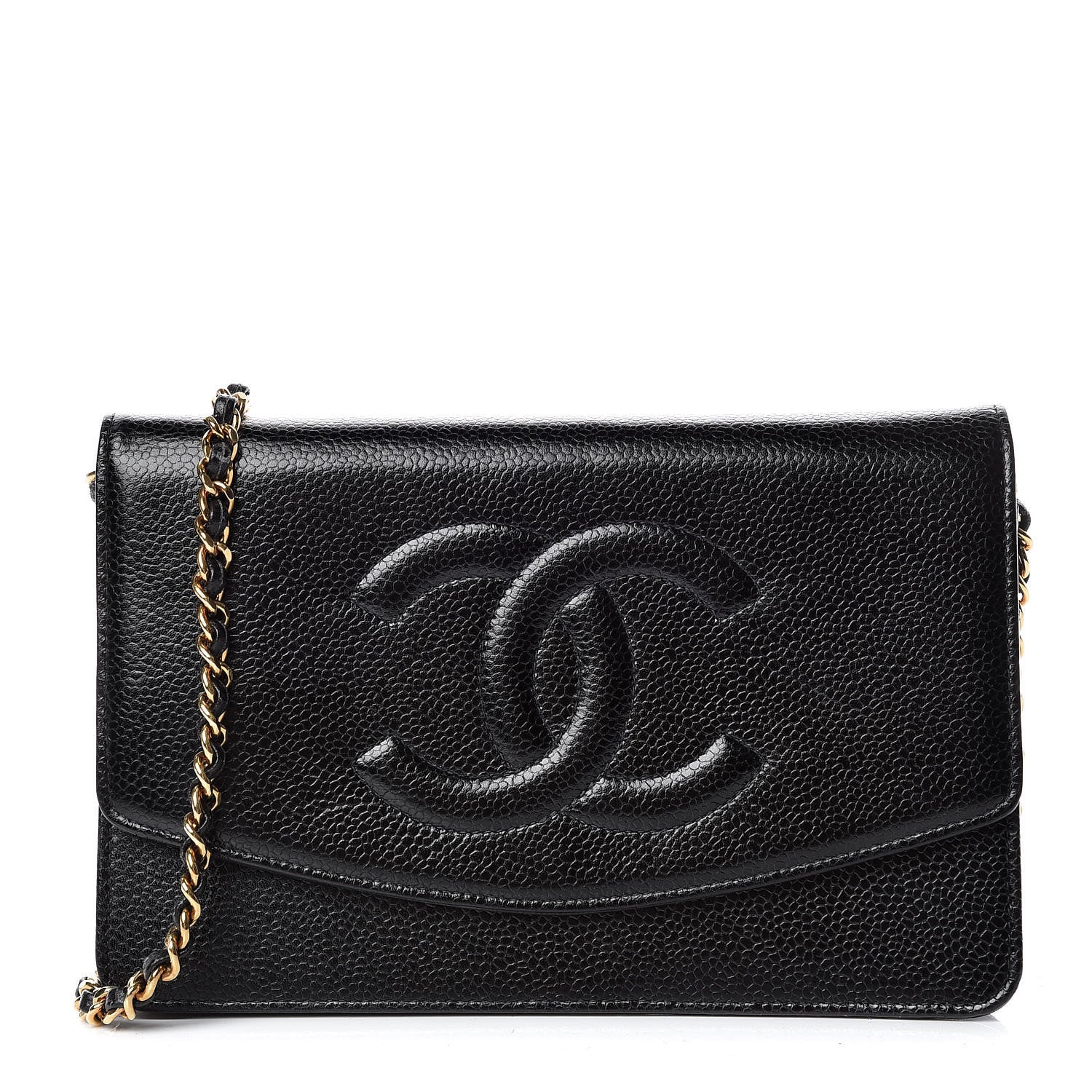 Chanel Caviar Timeless CC Wallet On Chain WOC Black 1 of 10