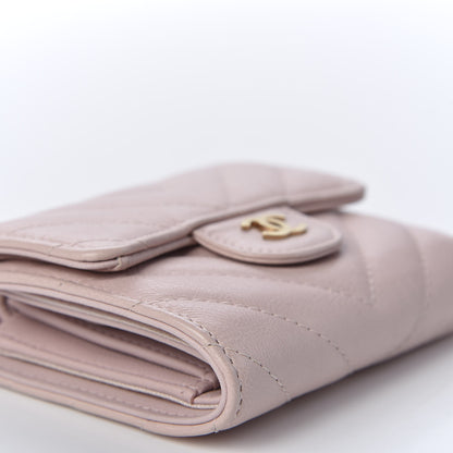 Chanel Calfskin Chevron Quilted Compact Flap Wallet Pink 5 of 9