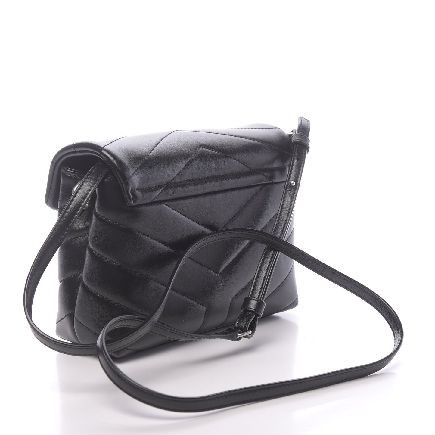 Calfskin Y Quilted Monogram Toy Loulou Crossbody Bag Black