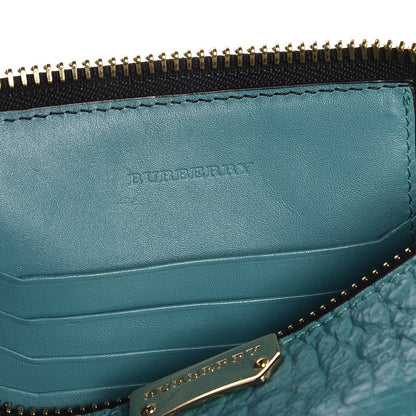 Burberry Signature Grain Calfskin Check Embossed Peyton Crossbody Clutch Bag Aqua Green 6 of 9