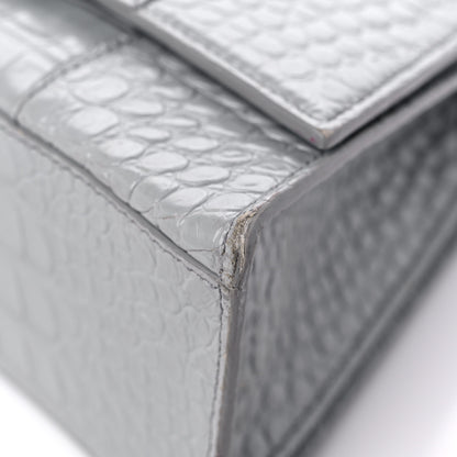 Balenciaga Shiny Calfskin Crocodile Embossed Medium Hourglass Top Handle Bag Balenciaga Grey 9 of 14