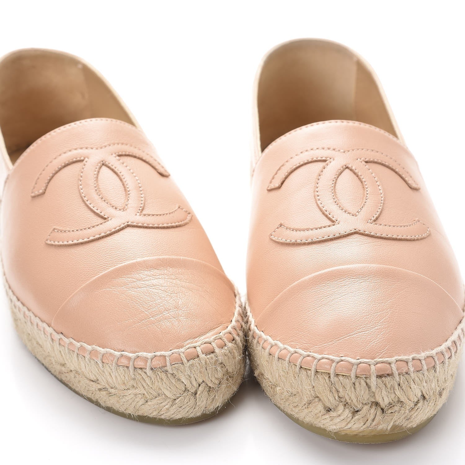 Chanel Lambskin CC Espadrilles 37 Nude 10 of 11