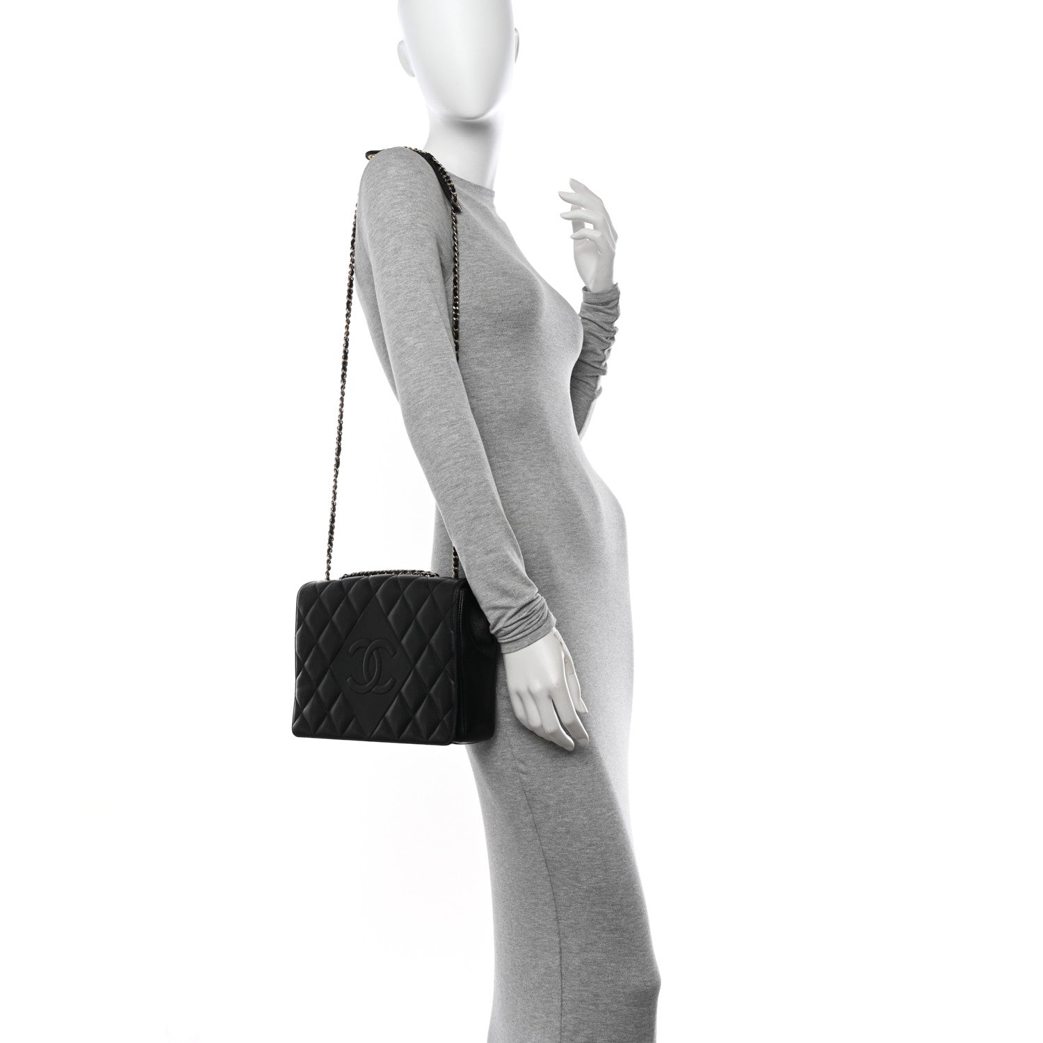 Chanel Lambskin Quilted Medium Diamond CC Flap Black 2 of 12