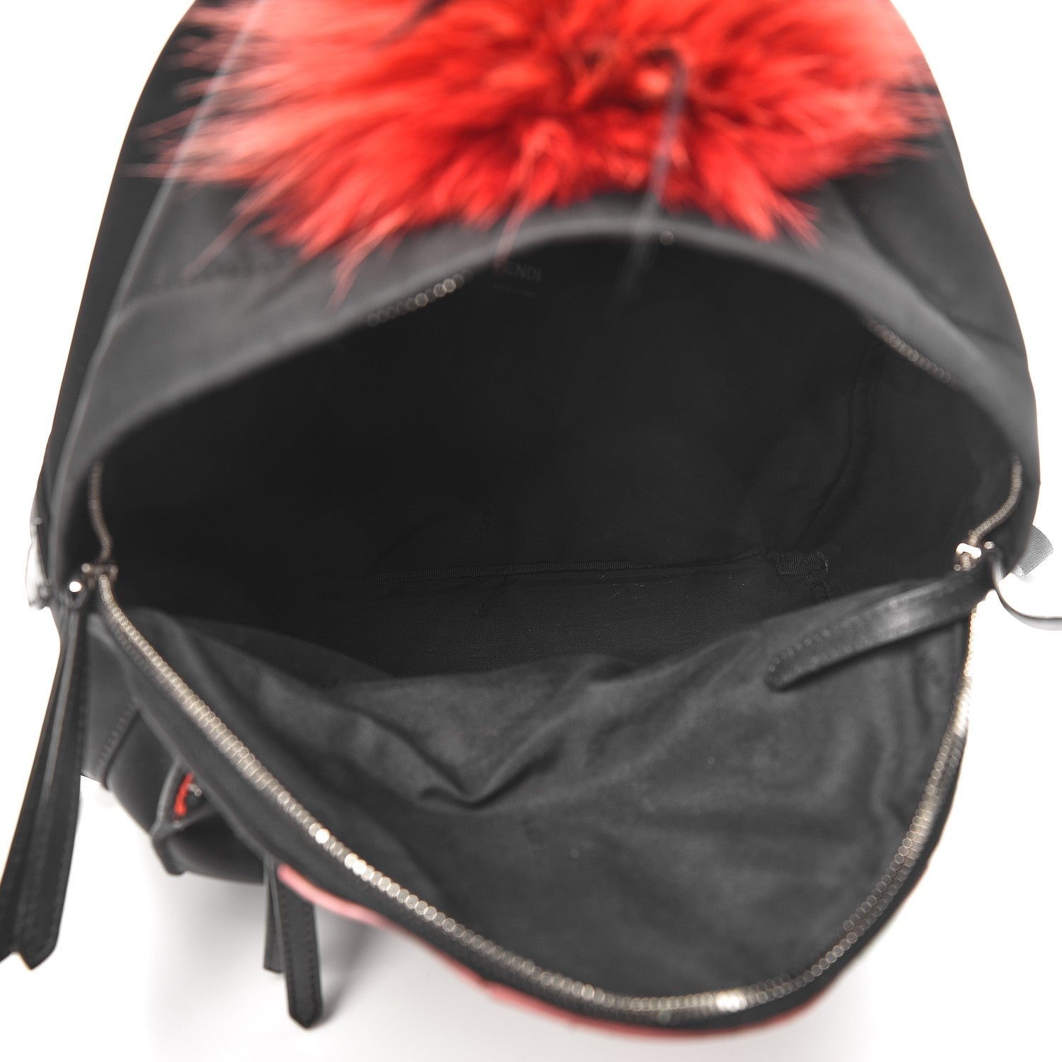 Fendi Nylon Vitello Dolce Elaphe Fox Fur Monster Eyes Backpack Black Natural Bordeaux Multicolor 5 of 10