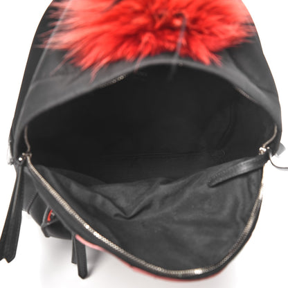 Fendi Nylon Vitello Dolce Elaphe Fox Fur Monster Eyes Backpack Black Natural Bordeaux Multicolor 5 of 10