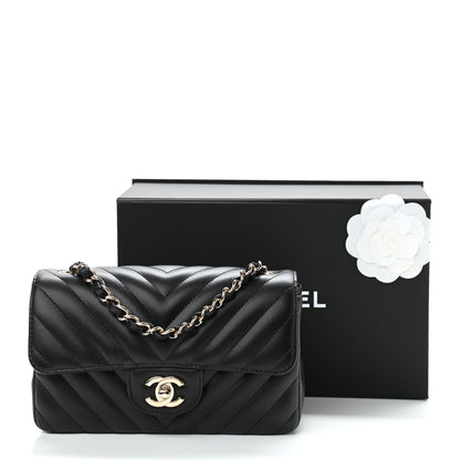 Chanel Lambskin Chevron Quilted Mini Rectangular Flap Black 11 of 11