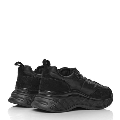 Chanel Nylon Suede Calfskin CC Sneakers 36.5 Black 4 of 7