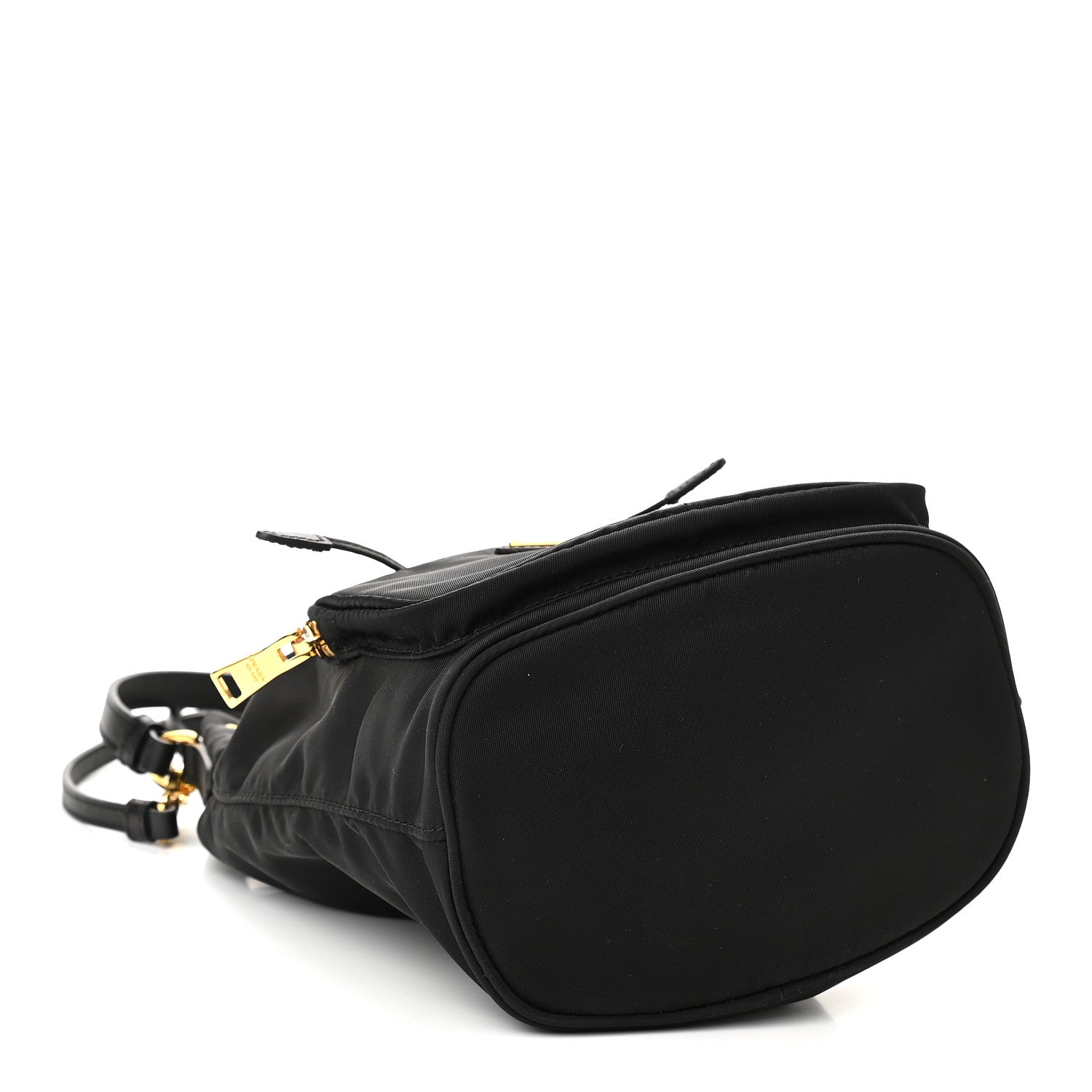 Prada Saffiano Tessuto Nylon Mini Bucket Crossbody Bag Black 4 of 9