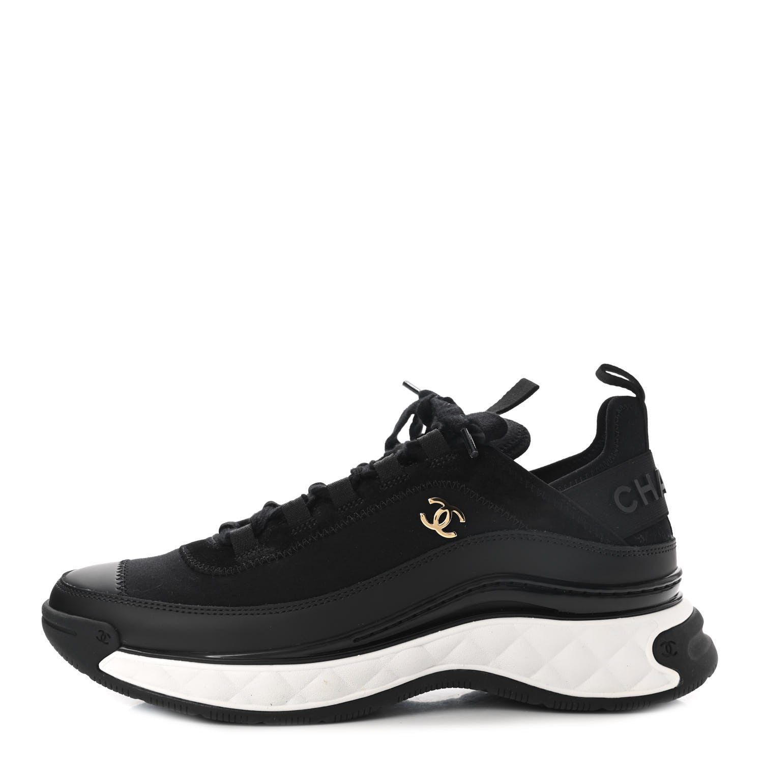 Chanel Velvet Calfskin Mixed Fibers CC Sneakers 40.5 Black 1 of 8