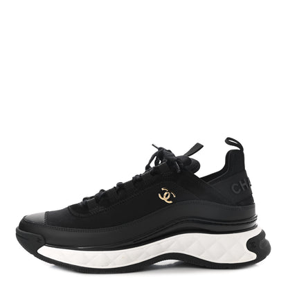 Chanel Velvet Calfskin Mixed Fibers CC Sneakers 40.5 Black 1 of 8