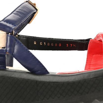 Chanel Lambskin Logo Platform Sandals 37.5 Red Black Ivory Navy Blue 8 of 9